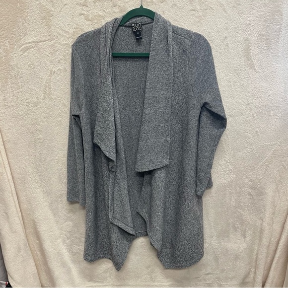 Clara sun woo waterfall draped cardigan gray women’s medium casual - Picture 7 of 7